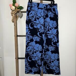 Soft Surroundings Blue‎ Flowered Palazzo Wide Leg Pants Size Medium